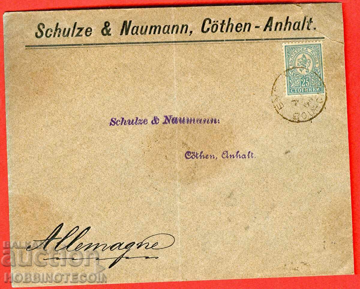 BULGARIA SMALL LION 25 St TRAVELED ENVELOPE BURGAS GERMANY 1901