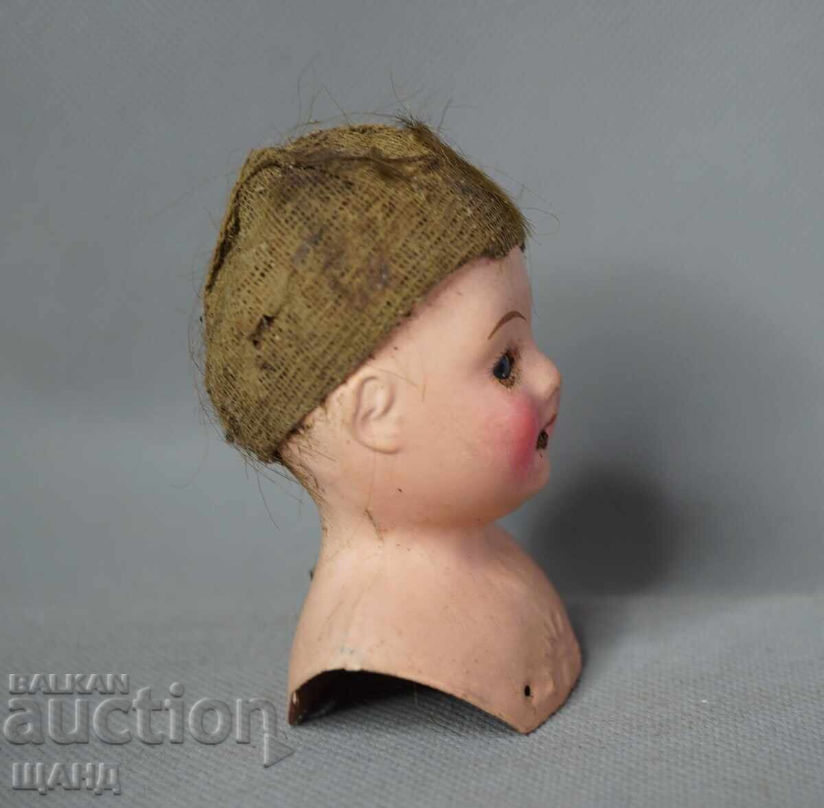 MINERVA Veche Jucărie Germană Păpușă Cap cu Ochi de Sticlă cu preț 10.35 BGN | € 5.29