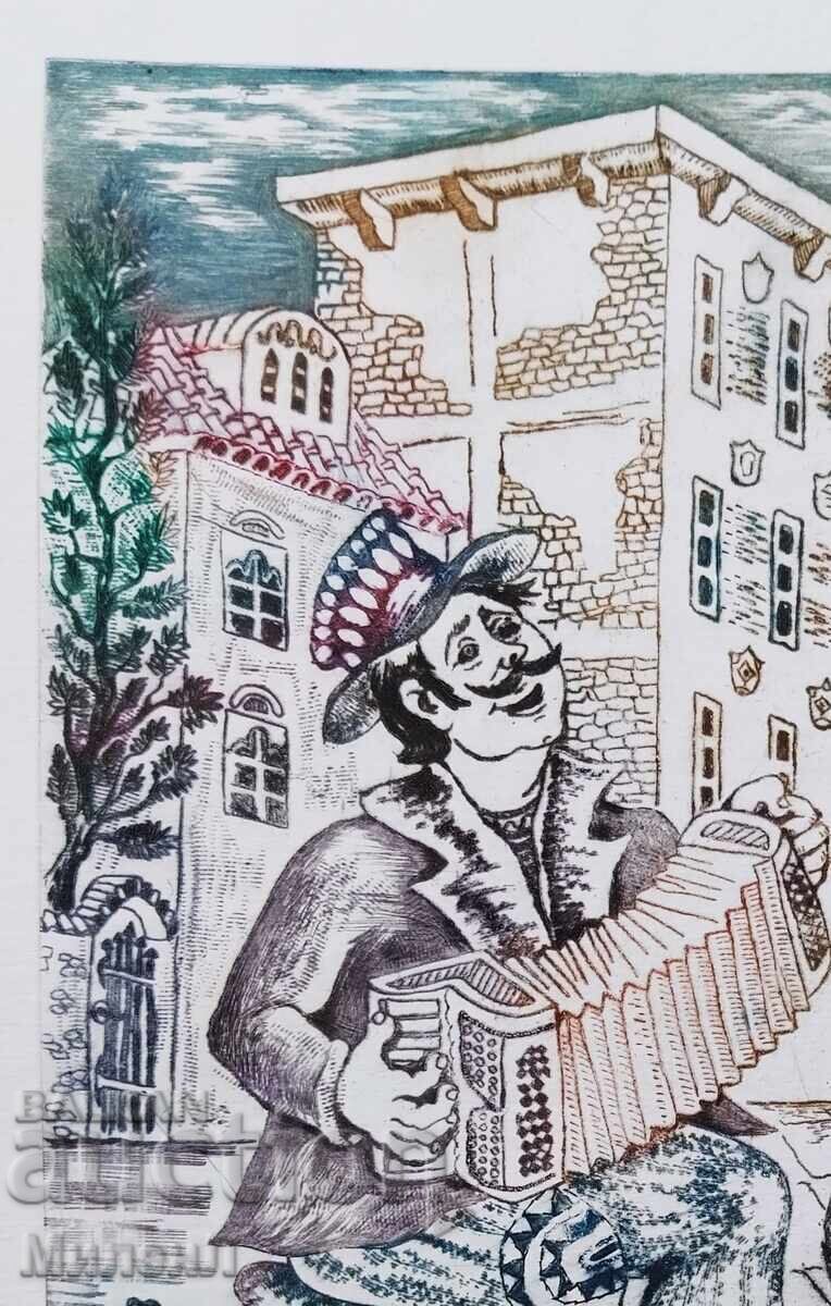 Grafică umoristică, Muzician de stradă cu preț 50.00 BGN | € 25.56