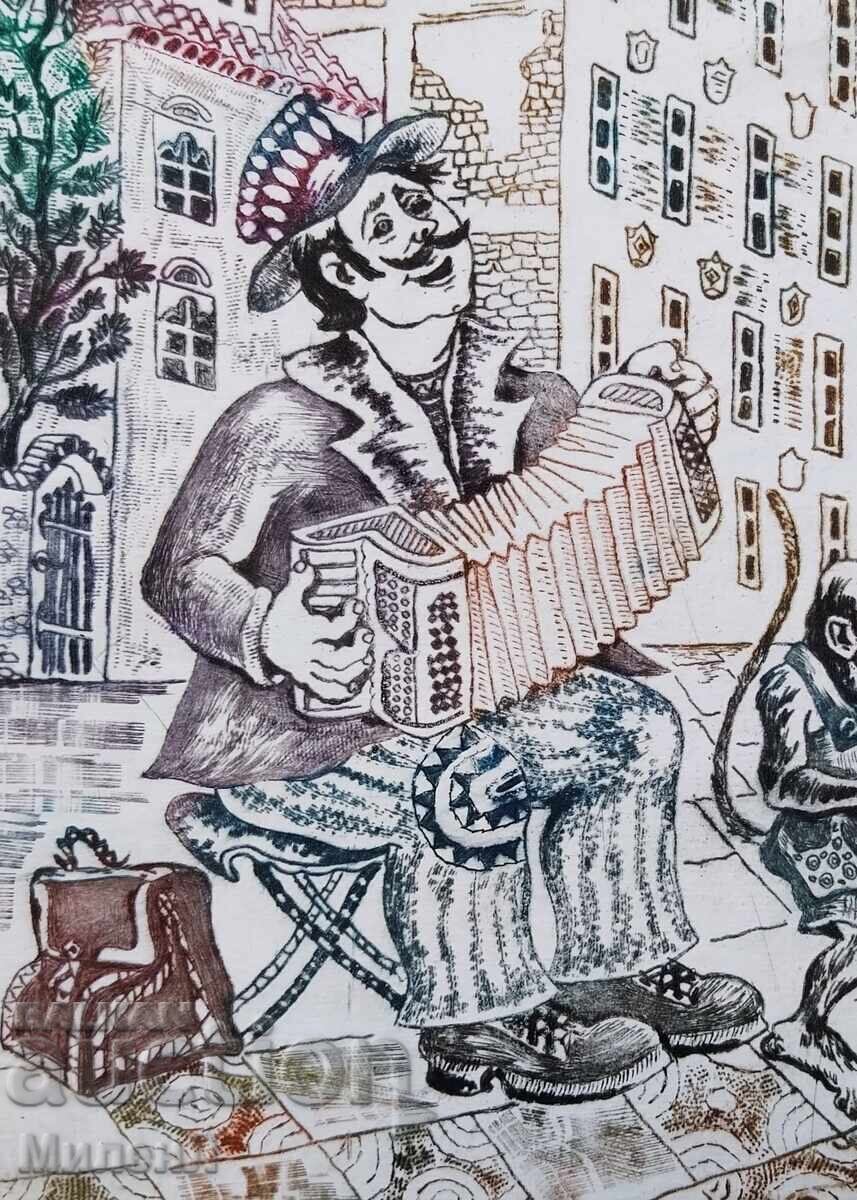 Licitație Grafică umoristică, Muzician de stradă