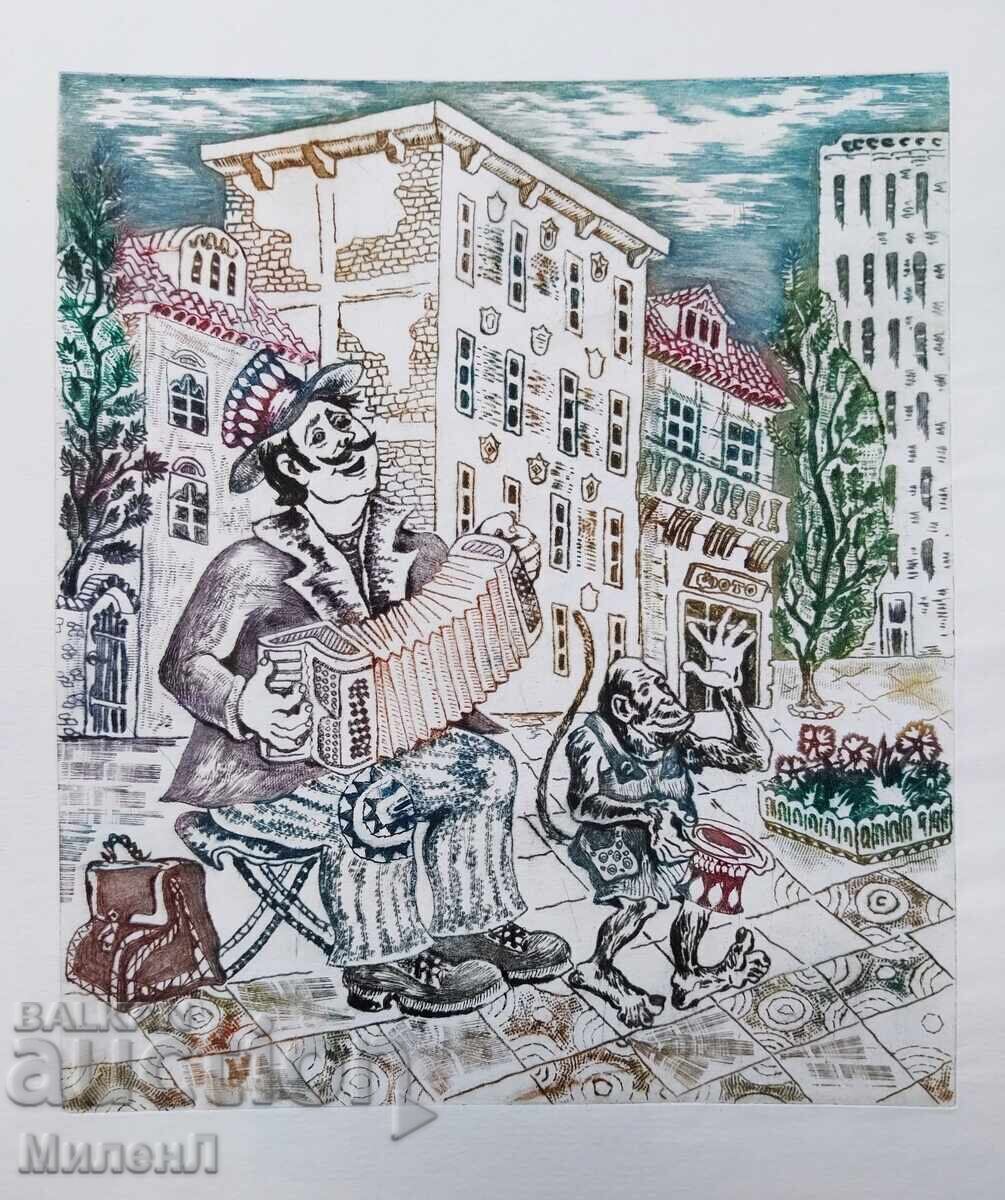Grafică umoristică, Muzician de stradă