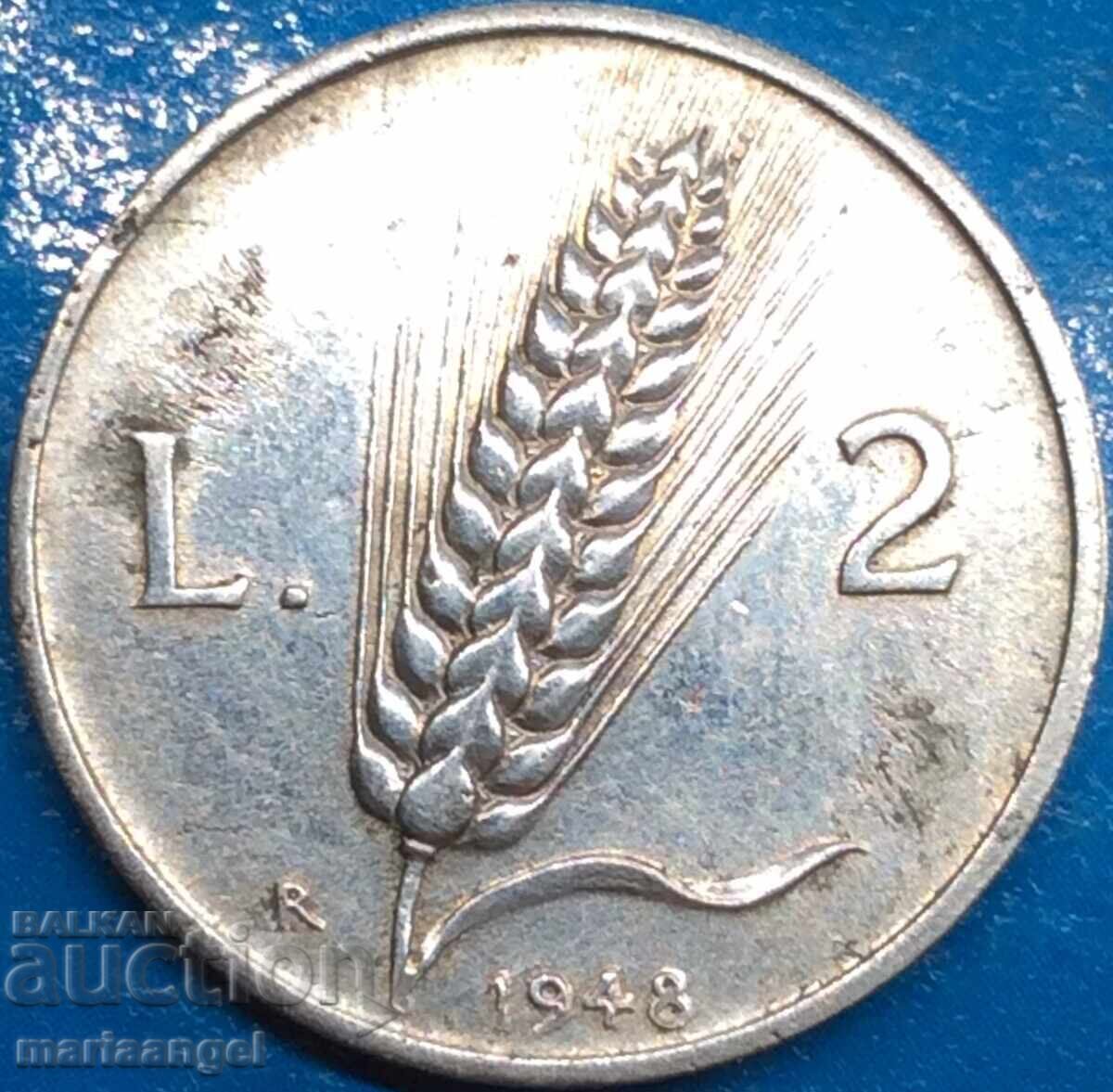 2 lire 1948 Italia - nu obișnuit cu preț 14.00 BGN | € 7.16