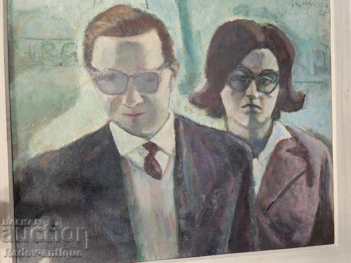 Painting Lilyana Dicheva Family Portrait 72x60 oil paints Painting Lilyana Dicheva Family Portrait 72x60 oil paints