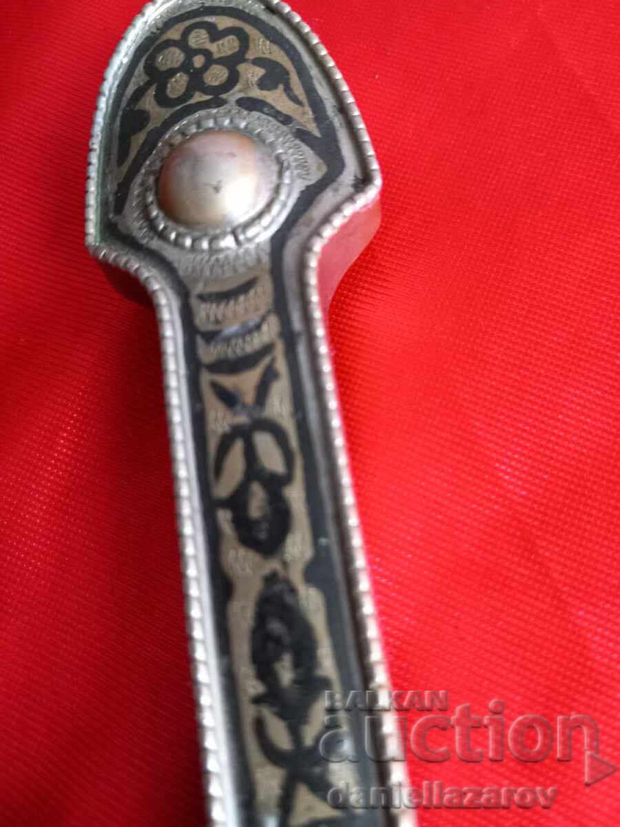 Auction  Old Large Circassian Caucasian Kama Silver, Niello