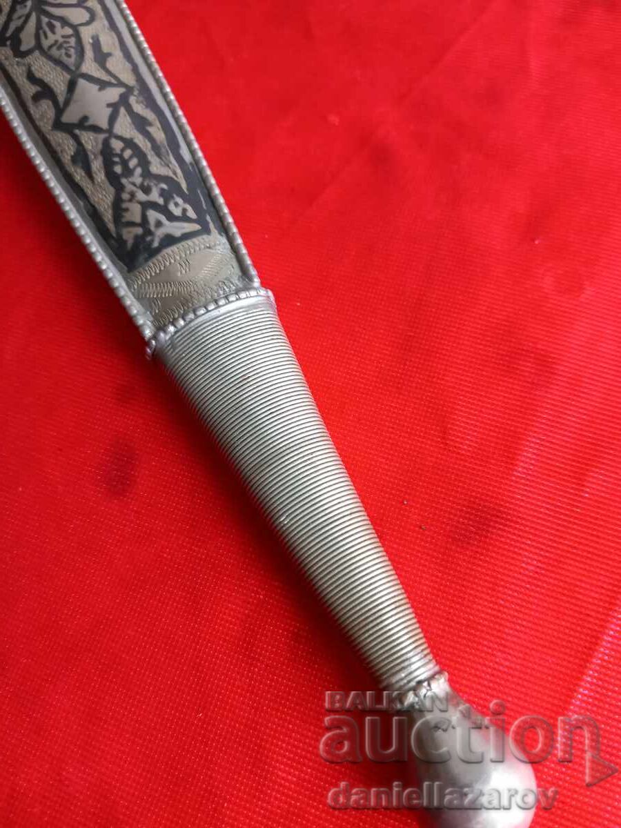 Old Large Circassian Caucasian Kama Silver, Niello - 5