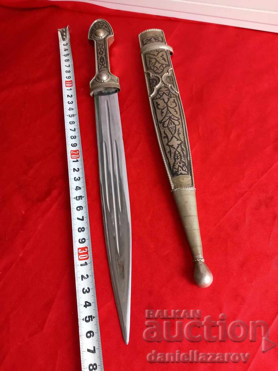 Old Large Circassian Caucasian Kama Silver, Niello - 7