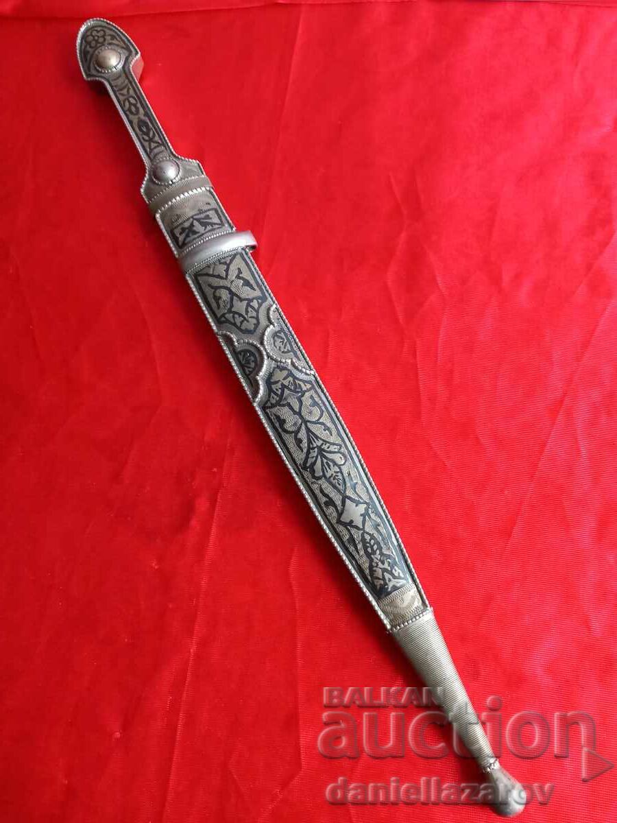 Old Large Circassian Caucasian Kama Silver, Niello