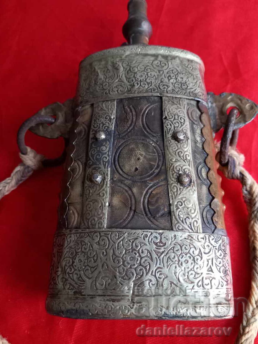 Δημοπρασία 19ος αιώνας Οθωμανικό Πυροδοχείο, Πυροδοχείο, Ασήμι, Κόκαλο, Χάλκινος