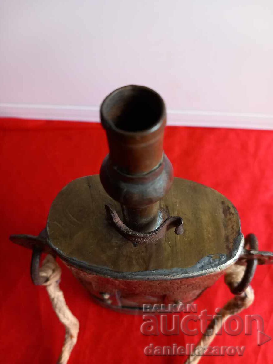 Secolul 19, Cutie de praf de pușcă Otomană, Pulberniță, Argint, Os, Bronz - 5