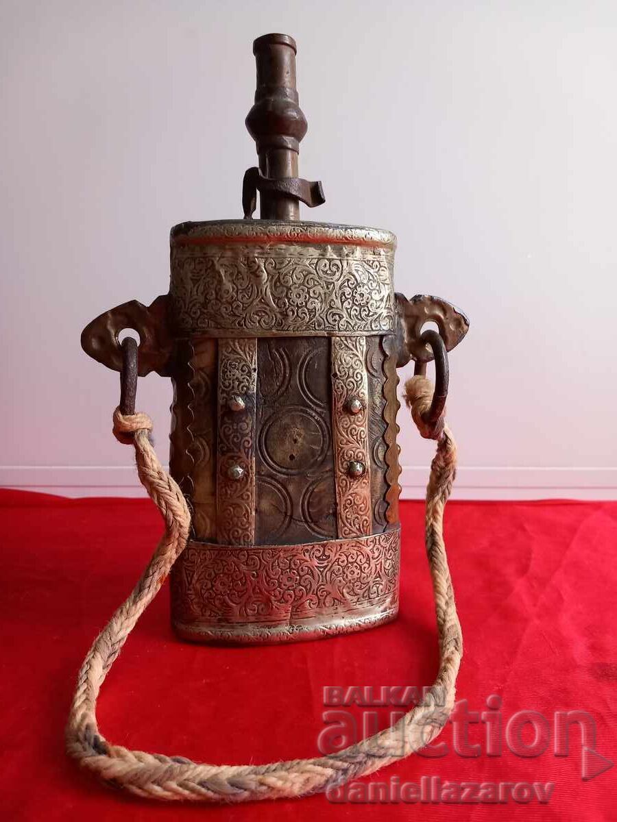 Secolul 19, Cutie de praf de pușcă Otomană, Pulberniță, Argint, Os, Bronz