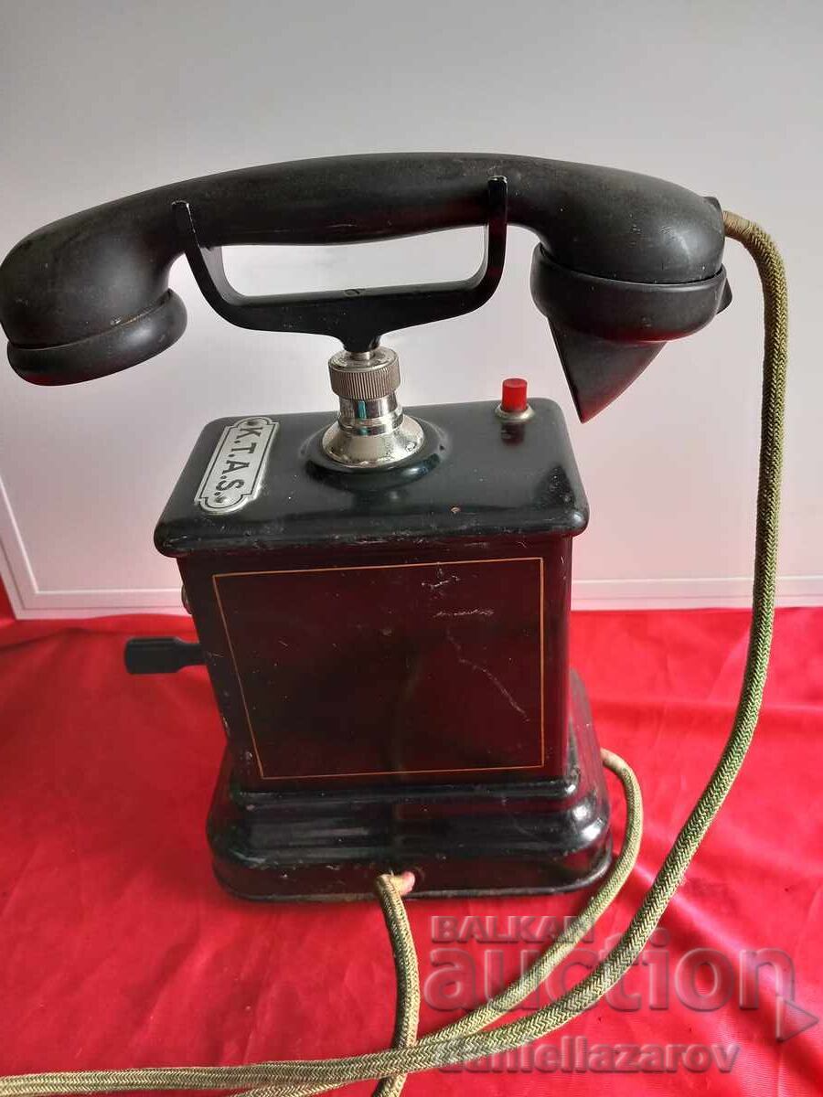 1920g. Telefon Metalic Vechi cu Manivelă - 6