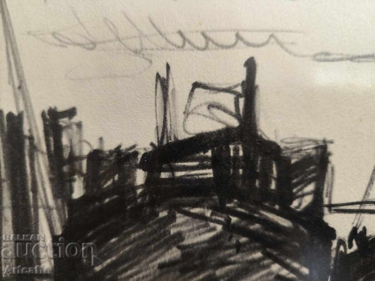 Delivery of Pencil drawing - signed, Boats Delivery of Pencil drawing - signed, Boats