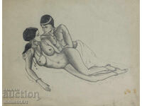 Erotic drawing pencil portrait nude bodies