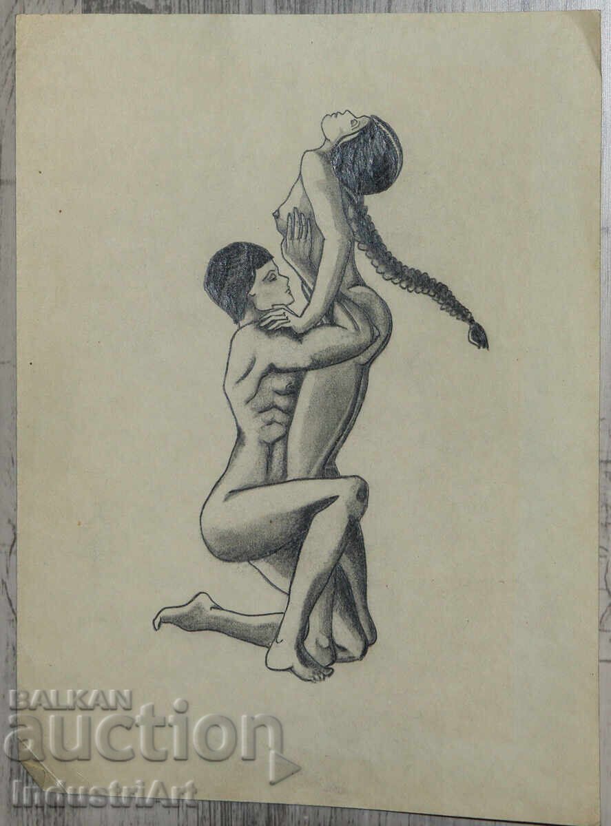 Erotic drawing pencil portrait nude bodies with price 150.00 BGN | € 76.69