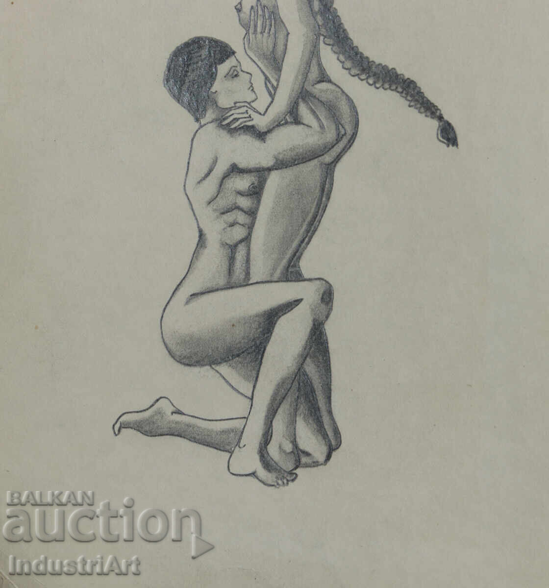 Erotic drawing pencil portrait nude bodies - 5