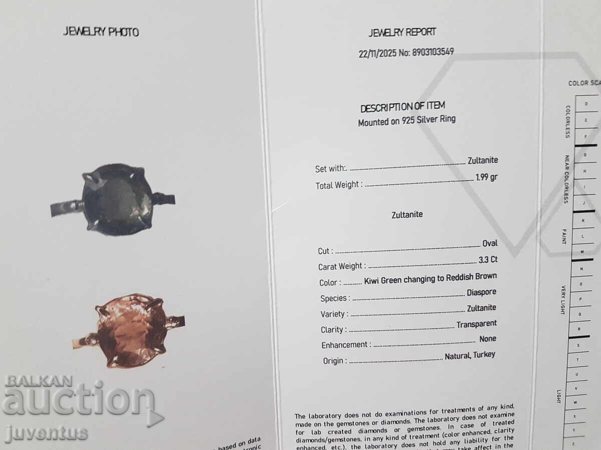 SILVER RING WITH NATURAL SULTANITE (TURKEY) CERTIFICATE - 7 SILVER RING WITH NATURAL SULTANITE (TURKEY) CERTIFICATE - 7