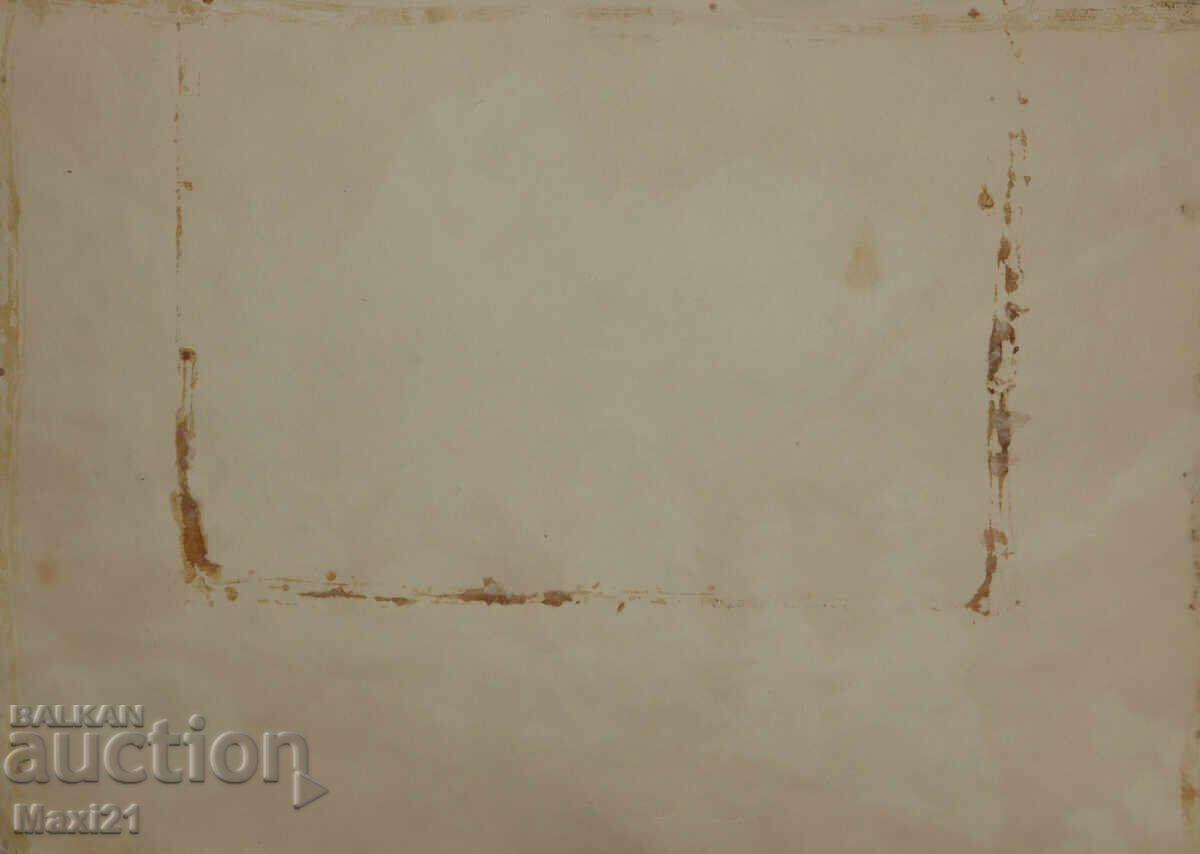 Παλαιό έργο ζωγραφικής με ακουαρέλα, ορεινό τοπίο - 6