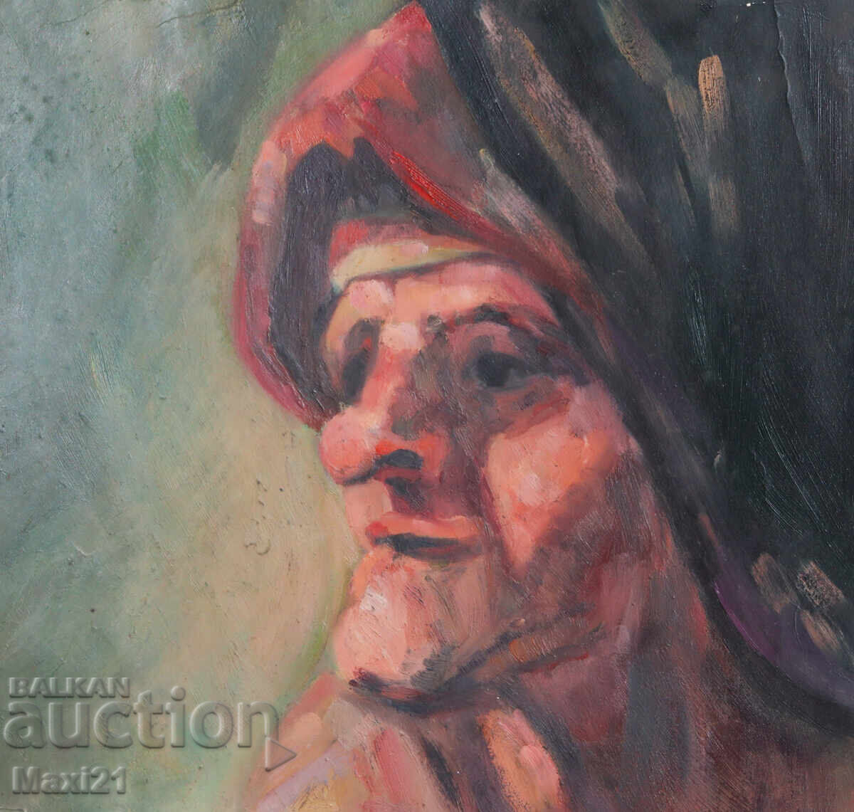 Licitație Tablou vechi, ulei pe pânză, portret