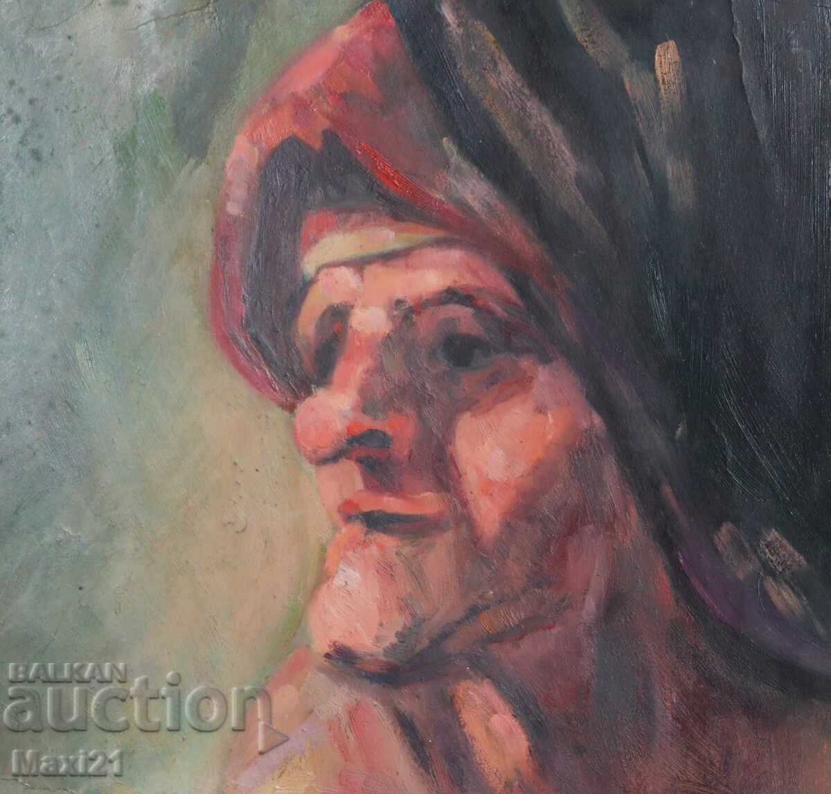 Tablou vechi, ulei pe pânză, portret