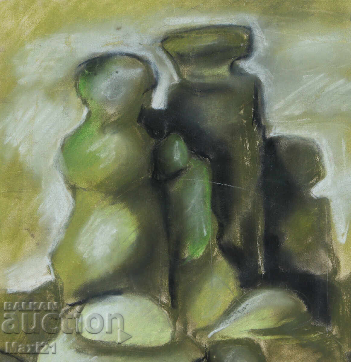 Livrarea Pictură veche de peisaj pastel stânci Livrarea Pictură veche de peisaj pastel stânci