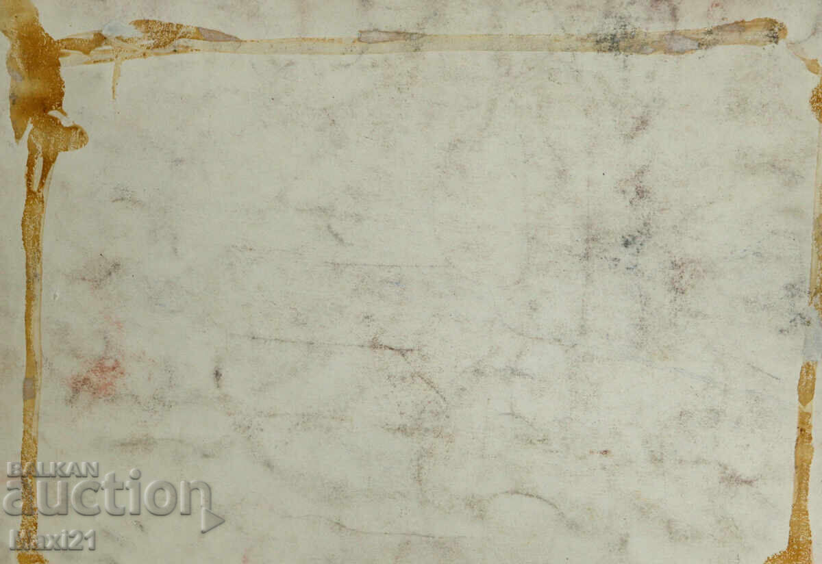 Pictură veche de peisaj pastel stânci - 6 Pictură veche de peisaj pastel stânci - 6