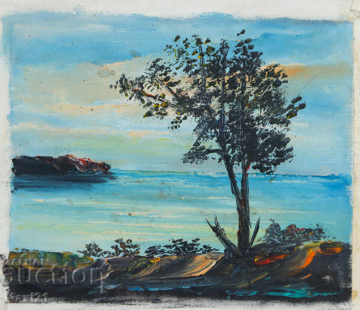 Δημοπρασία Θαλασσινό τοπίο, παλιός πίνακας, λάδι