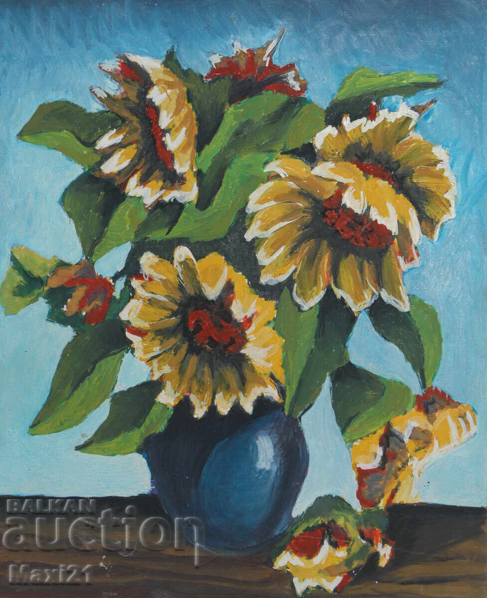 Auction  Old still life painting, tempera paints