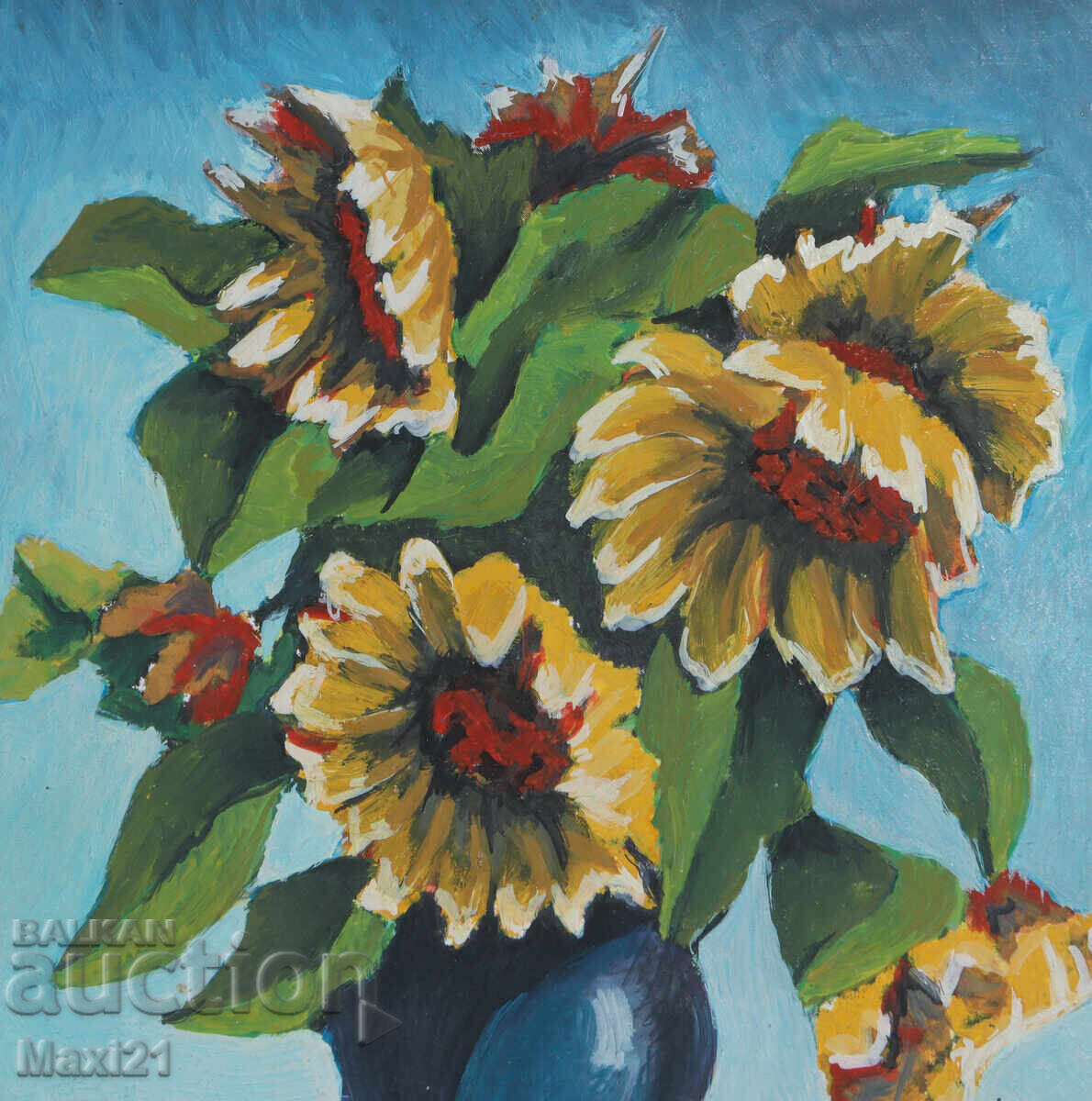 Delivery of Old still life painting, tempera paints