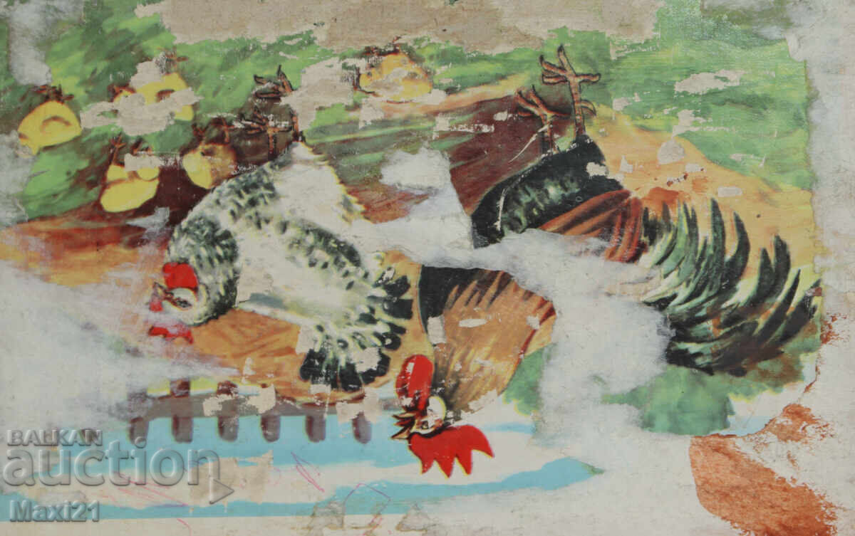 Pictură veche de peisaj, tempera - 6