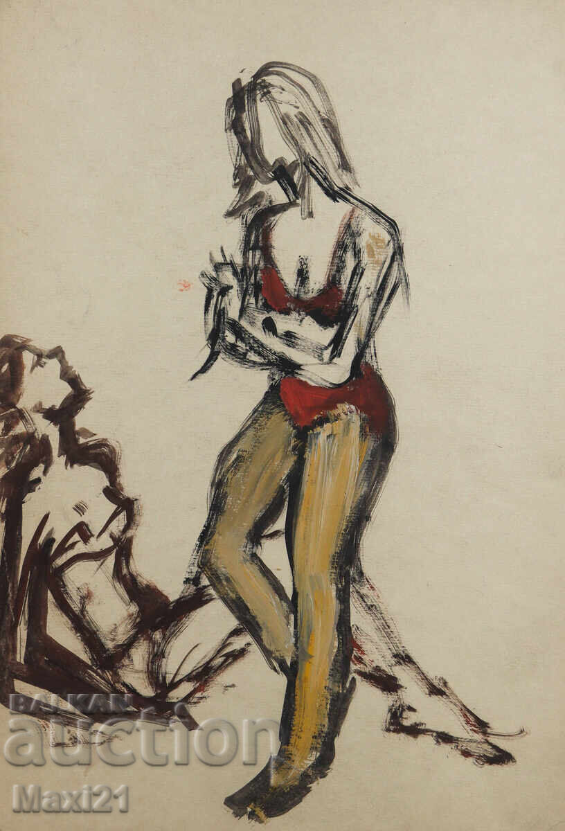 Old figurative painting, tempera paints