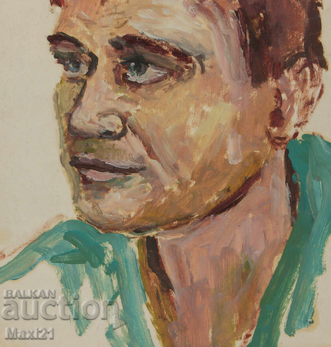 Old portrait painting, tempera paints - 5