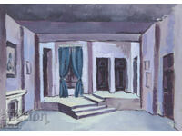 Painting, tempera paints, scenography, interior
