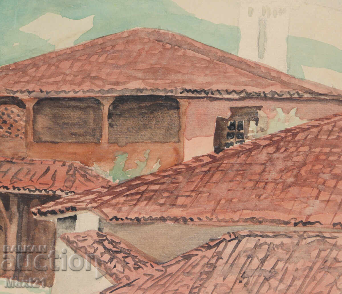 Peisaj urban vechi cu acuarelă - 5