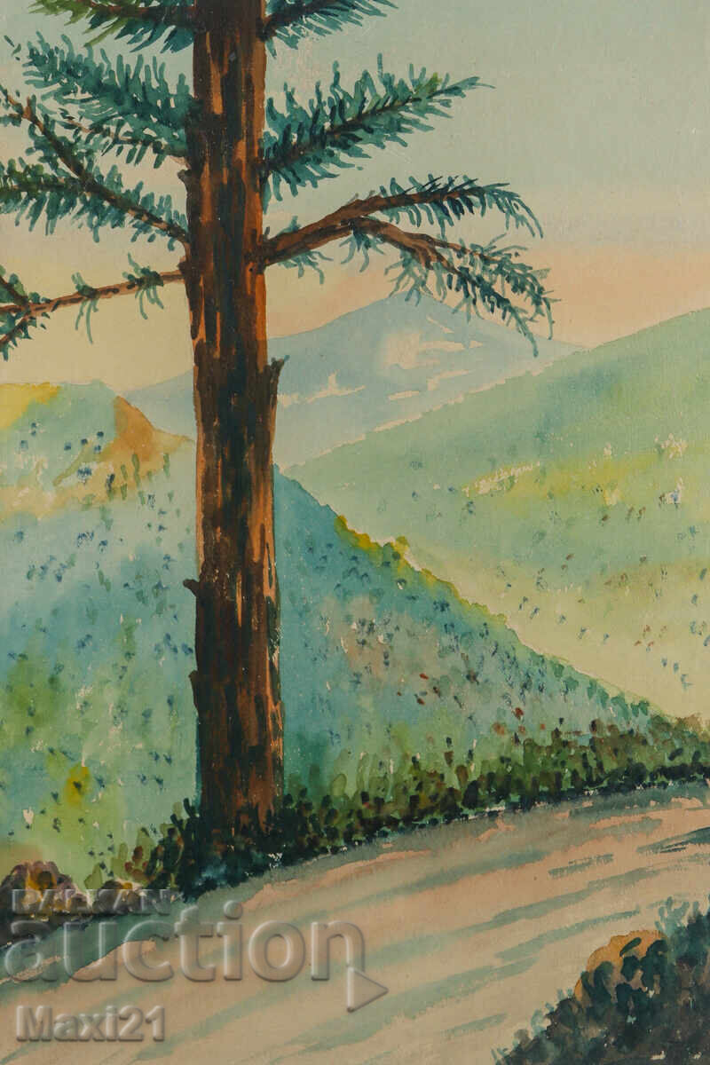 Παλιός πίνακας ακουαρέλας φυσικού τοπίου με τιμή 200.00 BGN | € 102.26