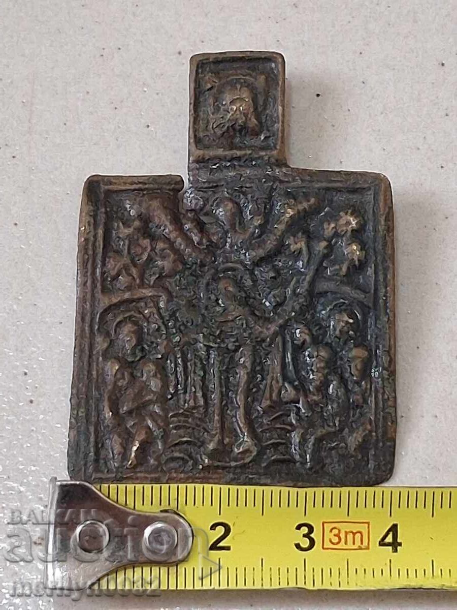 Παράδοση Αρχαία χάλκινη ρωσική εικόνα λαιμού 19ου αιώνα