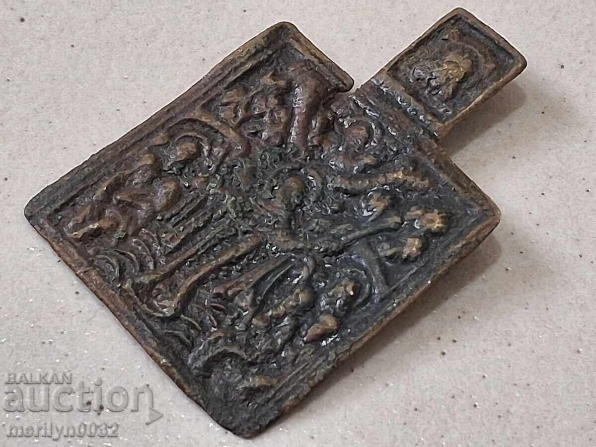 Αρχαία χάλκινη ρωσική εικόνα λαιμού 19ου αιώνα - 7