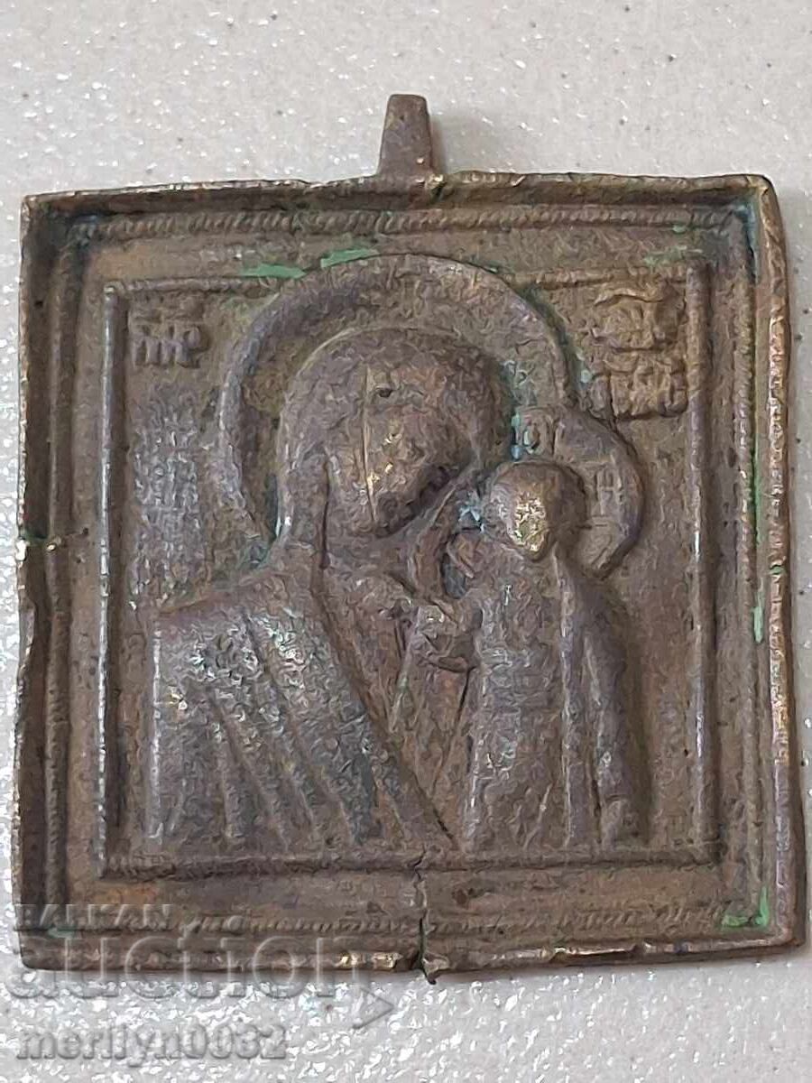 Αρχαία χάλκινη ρωσική εικόνα 19ου αιώνα