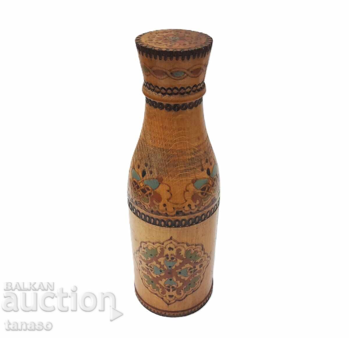 Auction  Decorative wooden bottle, souvenir, box, case, Troyan