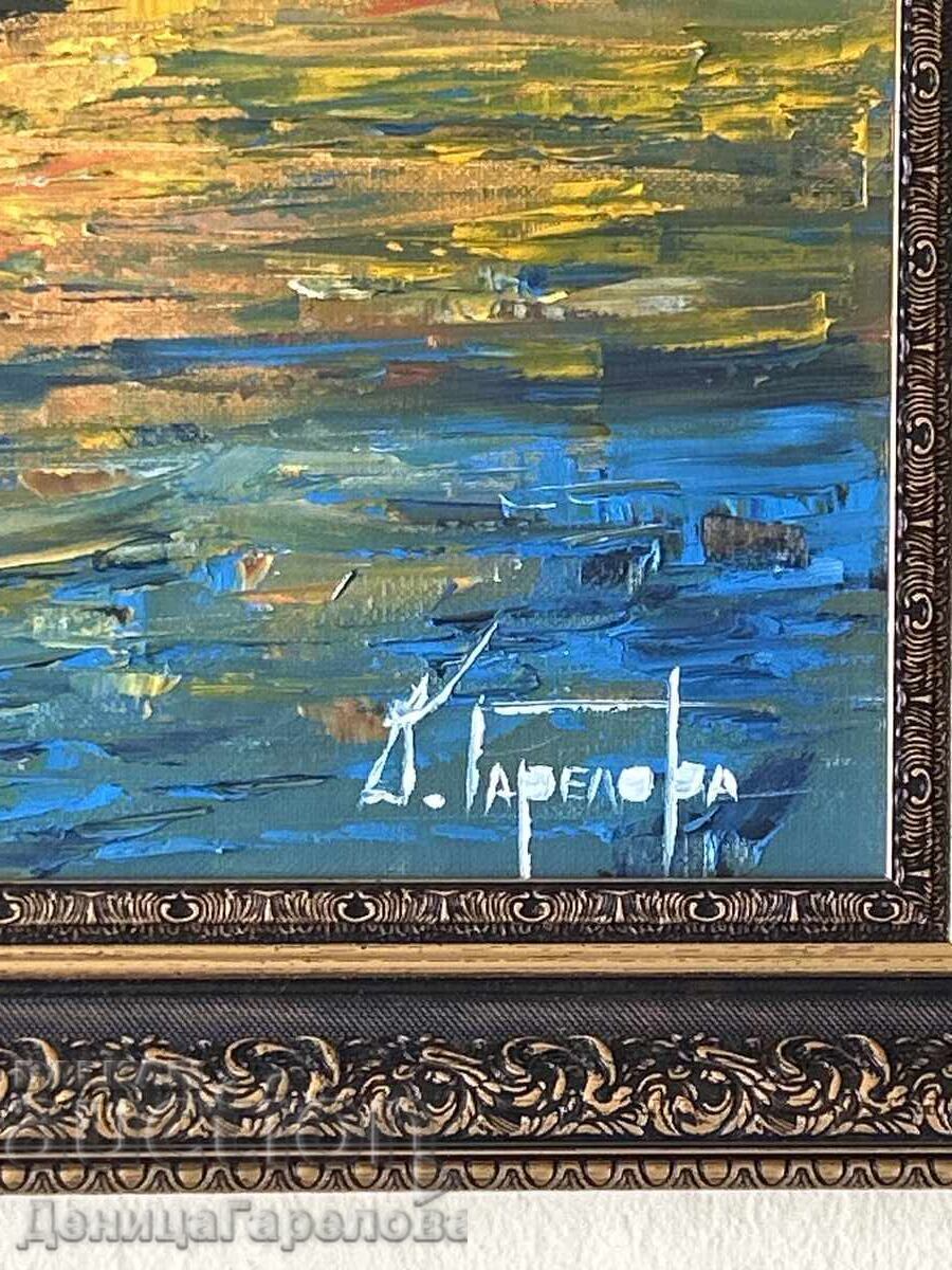 Auction  Denitsa Garelova painting, framed, 50/60 "The Golden Hour"