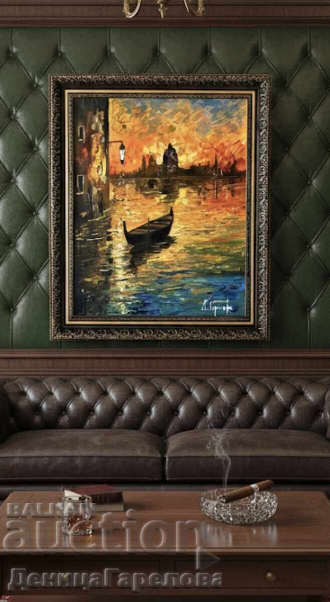 Denitsa Garelova painting, framed, 50/60 "The Golden Hour" - 5