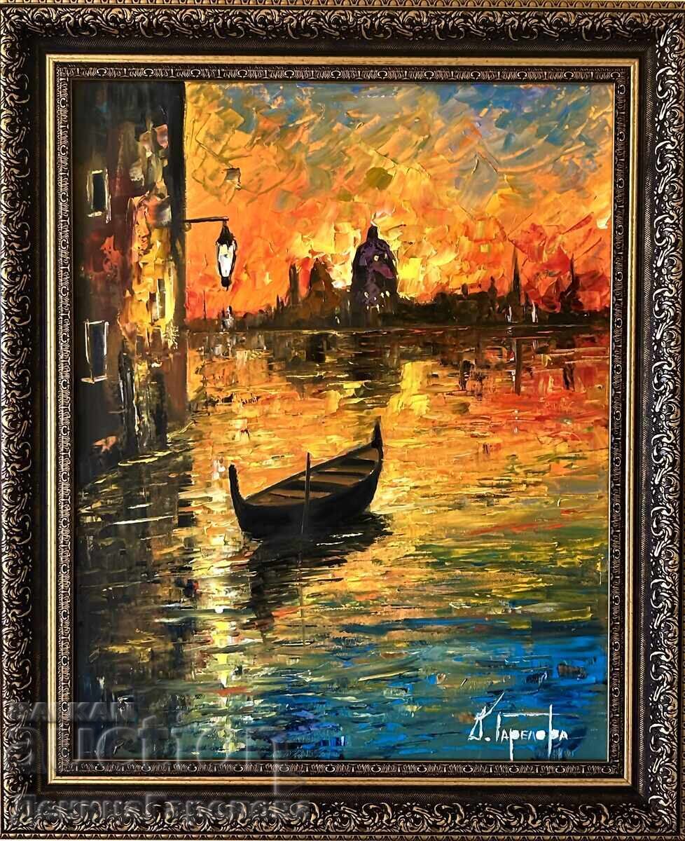 Denitsa Garelova painting, framed, 50/60 "The Golden Hour"