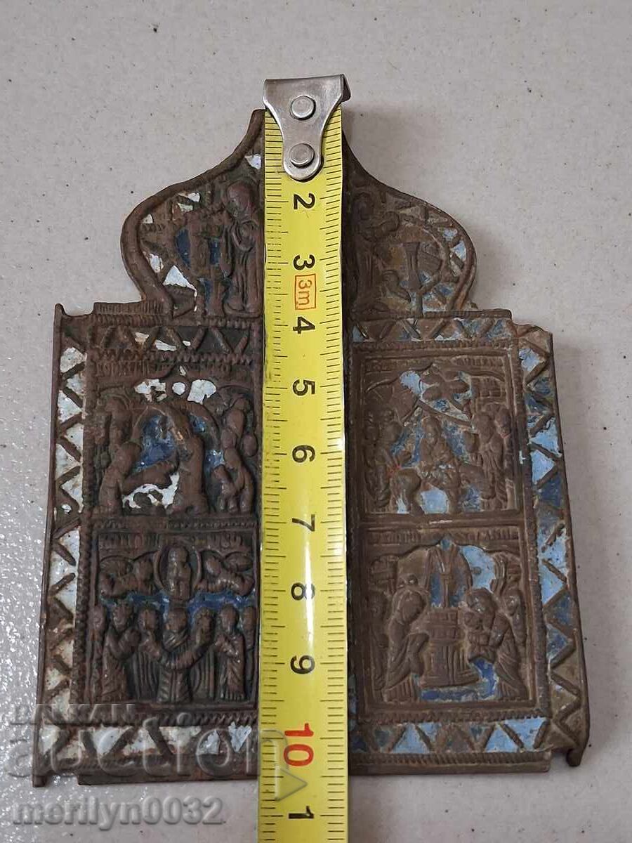 Δημοπρασία Εμαγιέ πόρτες από ρωσικό μπρούτζινο τρίπτυχο - 19ος αιώνας Δημοπρασία Εμαγιέ πόρτες από ρωσικό μπρούτζινο τρίπτυχο - 19ος αιώνας