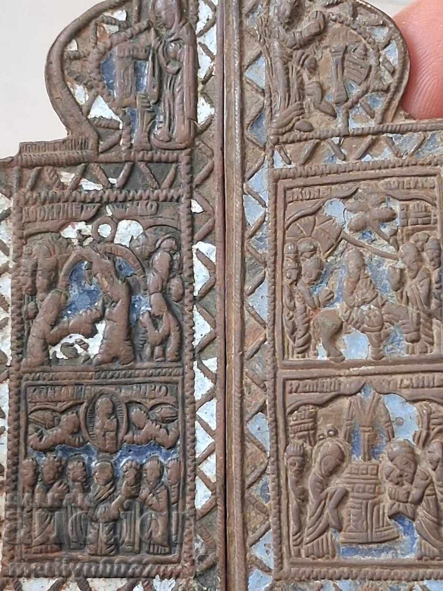 Εμαγιέ πόρτες από ρωσικό μπρούτζινο τρίπτυχο - 19ος αιώνας - 5 Εμαγιέ πόρτες από ρωσικό μπρούτζινο τρίπτυχο - 19ος αιώνας - 5