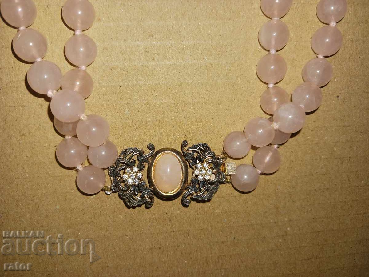 Δημοπρασία Όμορφο κολιέ - ροζ χαλαζίας, ασήμι, επιχρύσωση Δημοπρασία Όμορφο κολιέ - ροζ χαλαζίας, ασήμι, επιχρύσωση