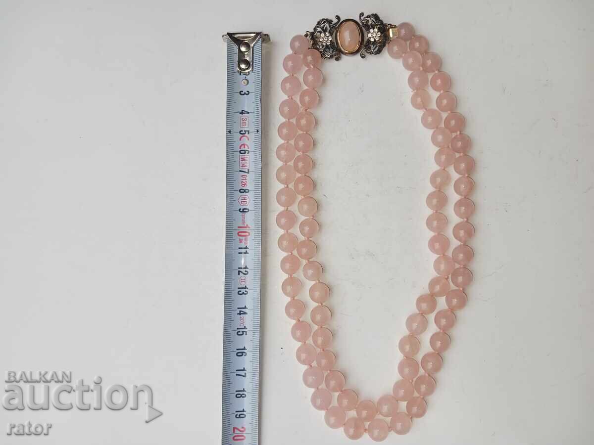 Όμορφο κολιέ - ροζ χαλαζίας, ασήμι, επιχρύσωση - 5 Όμορφο κολιέ - ροζ χαλαζίας, ασήμι, επιχρύσωση - 5