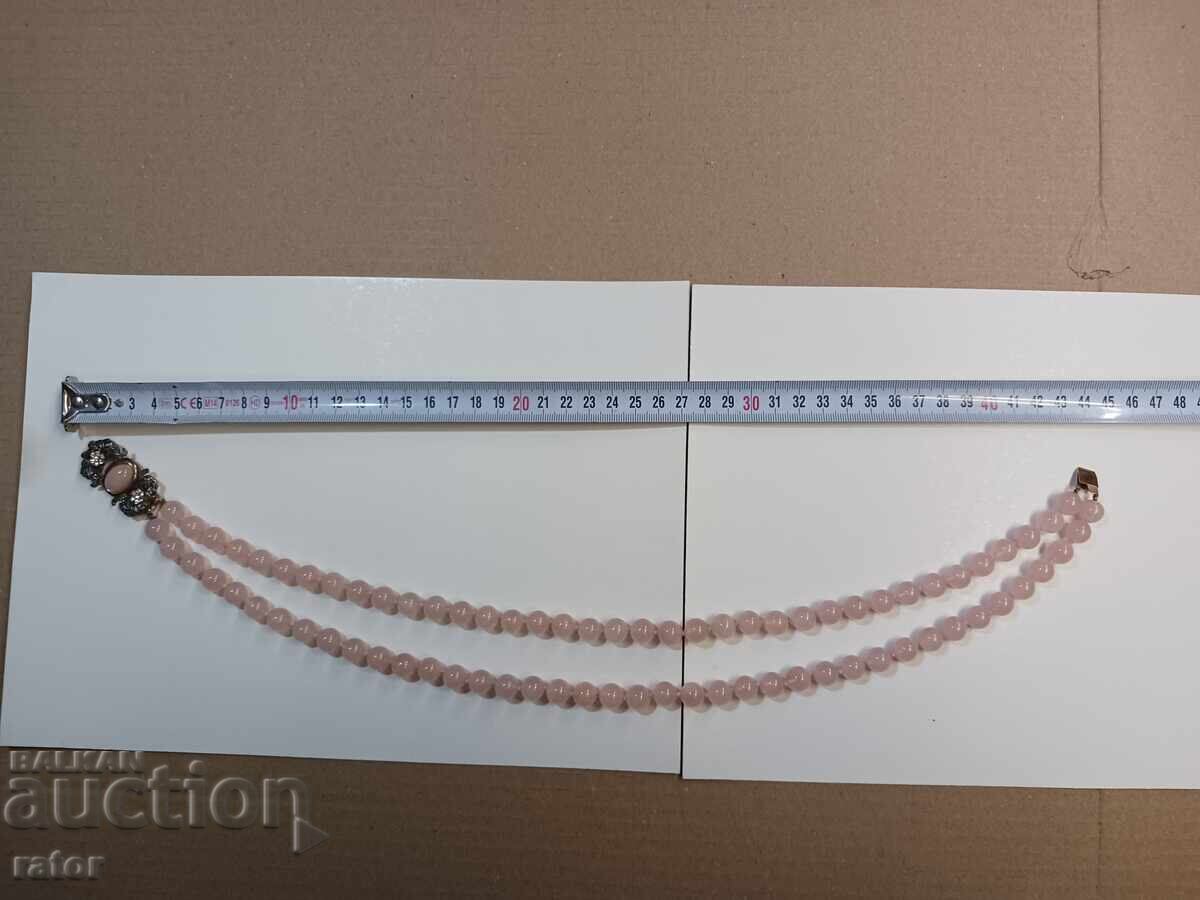 Όμορφο κολιέ - ροζ χαλαζίας, ασήμι, επιχρύσωση - 6 Όμορφο κολιέ - ροζ χαλαζίας, ασήμι, επιχρύσωση - 6