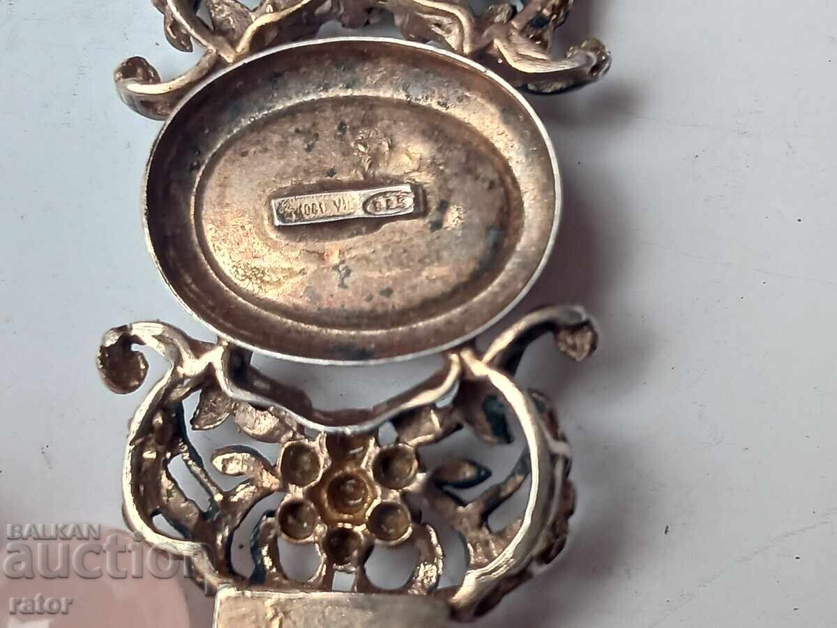 Όμορφο κολιέ - ροζ χαλαζίας, ασήμι, επιχρύσωση - 7 Όμορφο κολιέ - ροζ χαλαζίας, ασήμι, επιχρύσωση - 7