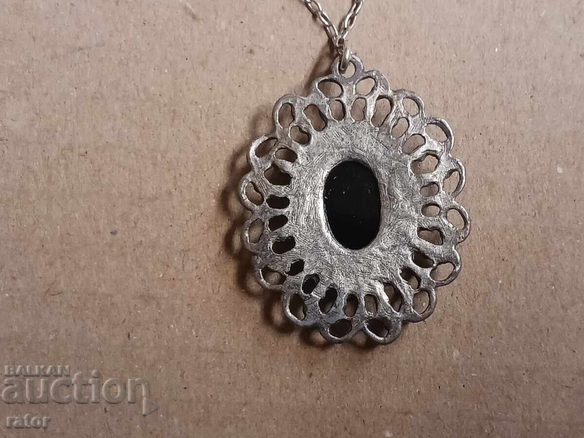 Beautiful necklace, pendant - silver and cameo - 6
