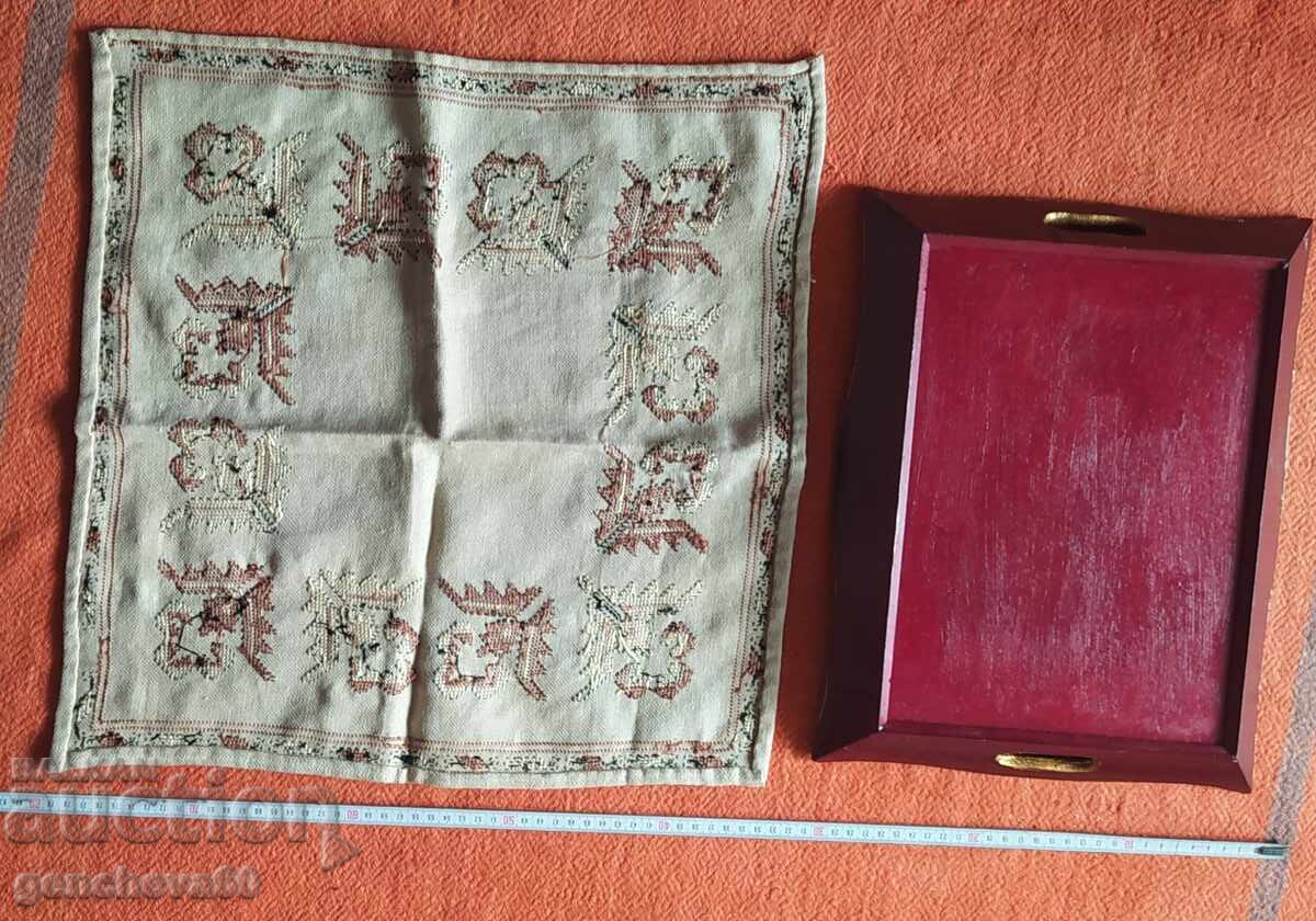 Delivery of Vintage wooden headboard and hand-embroidered doily