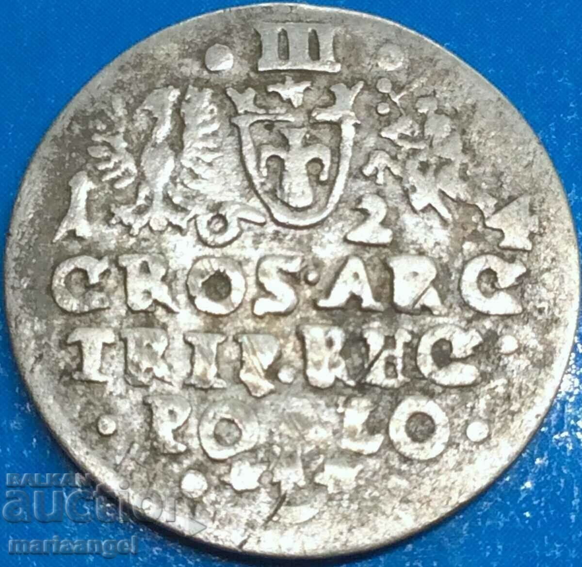 Аукцион Полша 3 гроша (трояк) 1624 Сигизмунд III сребро - рядка